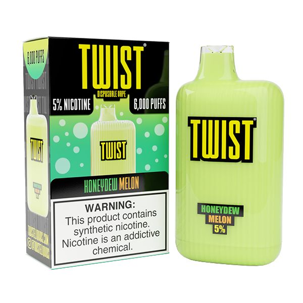 Twist 6000 Puffs Rechargeable Vape Disposable 15mL 10 Pack Best Flavor Honeydew Melon