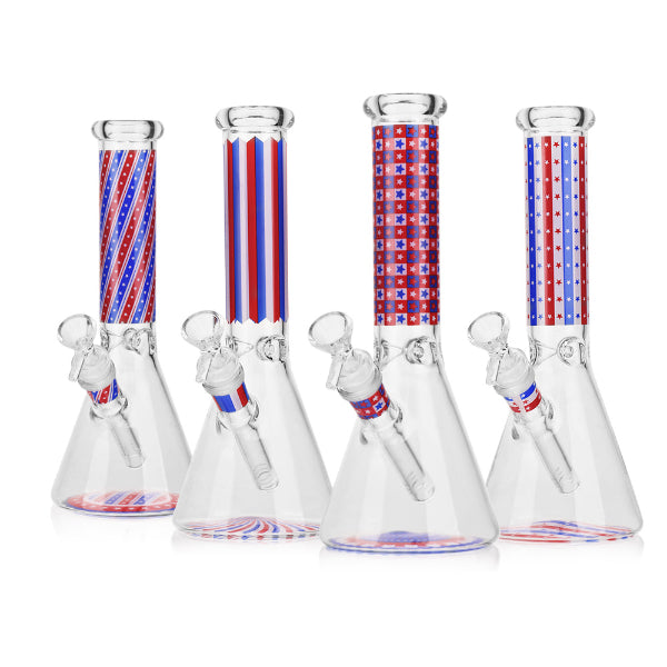 10" USA Flag Edition Beaker Glass Water Pipe