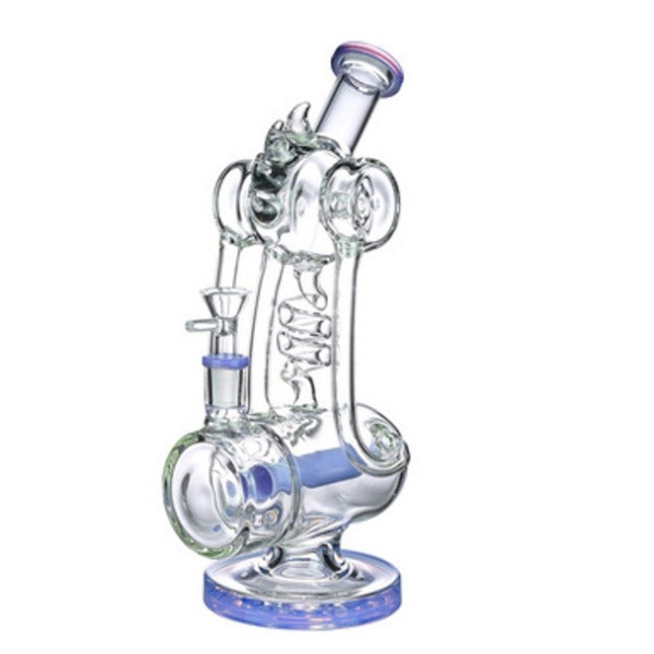 12" Spiked Donut Capsule Shaped Water Pipe Best Color Blue