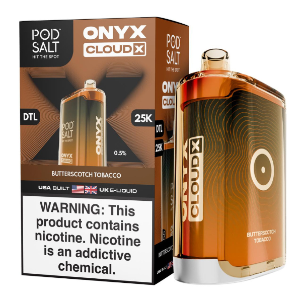 Pod Salt Onyx Cloud X 25K Puff Shisha Disposable-Butterscotch Tobacco-Single Disposable-5%-20mL