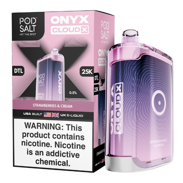 Pod Salt Onyx Cloud X 25K Puff Shisha Disposable-Strawberries & Cream-Single Disposable-5%-20mL