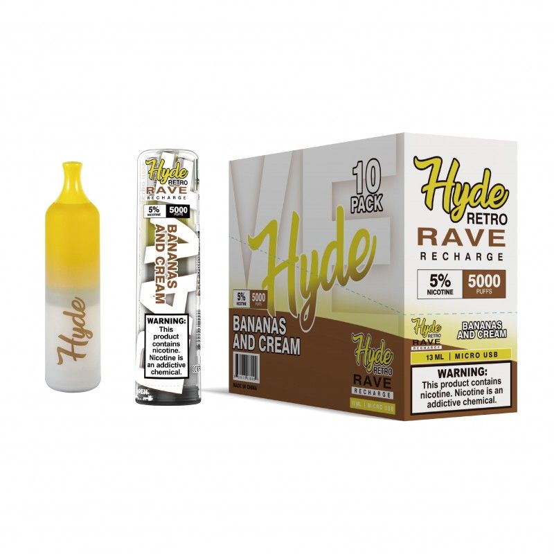 Hyde Retro RAVE Disposable Vape 10-Pack Best Flavor Bananas and Cream