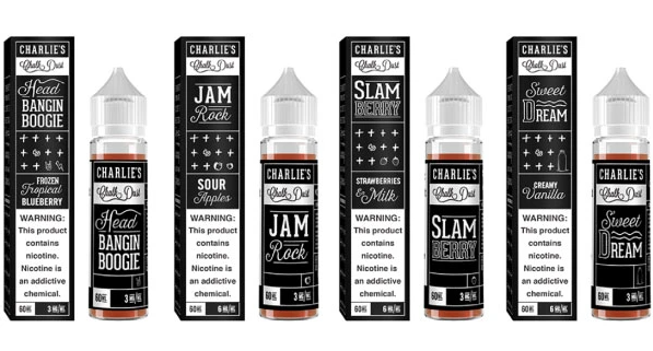 Charlie's Chalk Dust Black Label 60ML Vape Juice Best Flavors Head Bangin Boogie Jam Rock Slam Berry Sweet Dream