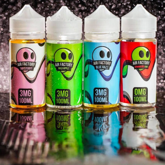Air Factory Tobacco Free Nicotine 100mL Vape Juice Best Flavors Mystery Wild Apple Blue Razz Strawberry Kiwi