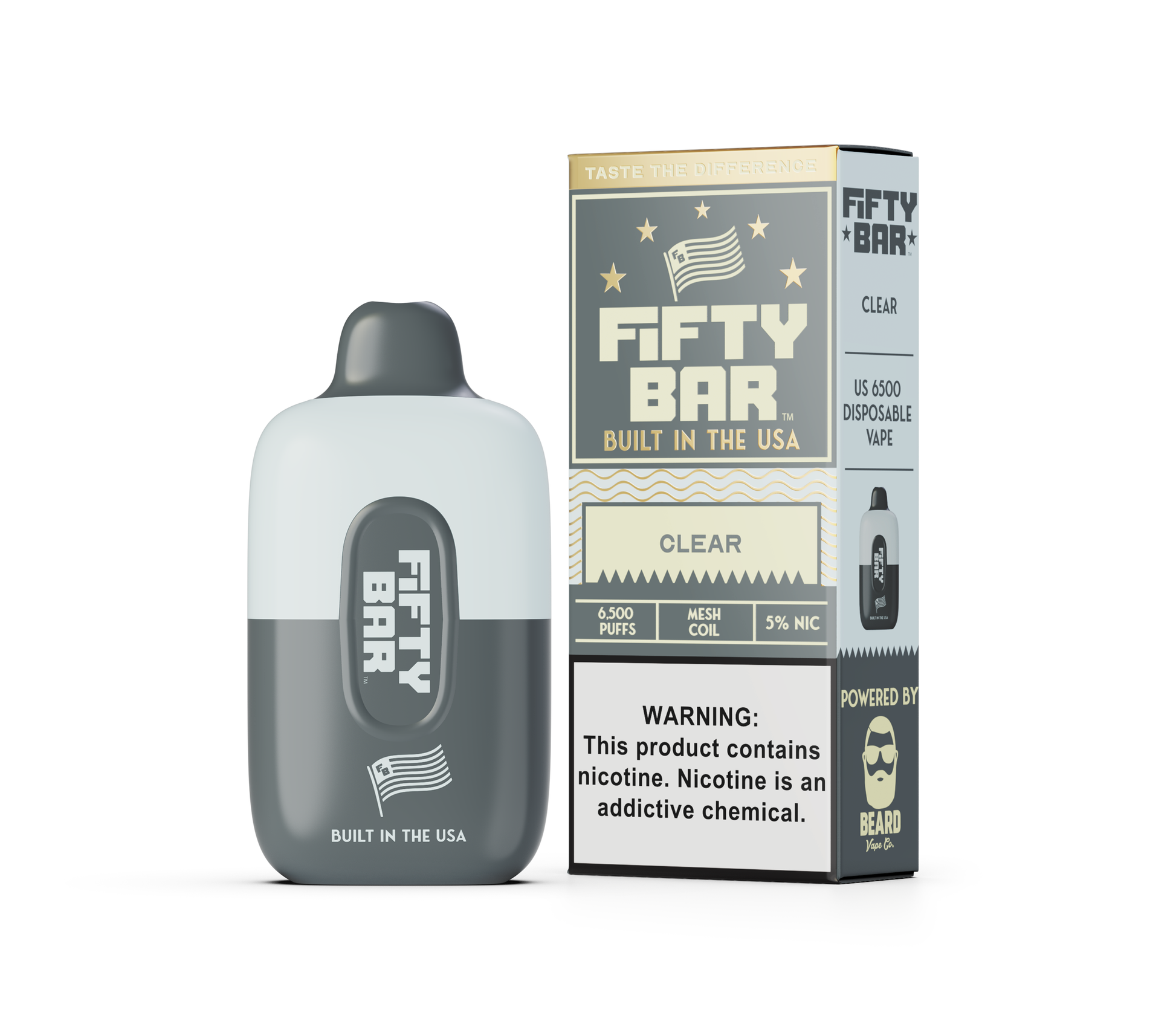 Fifty Bar 6500 Puff Rechargeable Vape Disposable 16mL Best Flavor Clear
