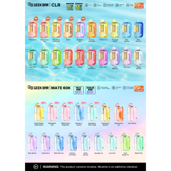 Geek Bar Mate 60,000 Puffs Disposable Kit Flavor Card