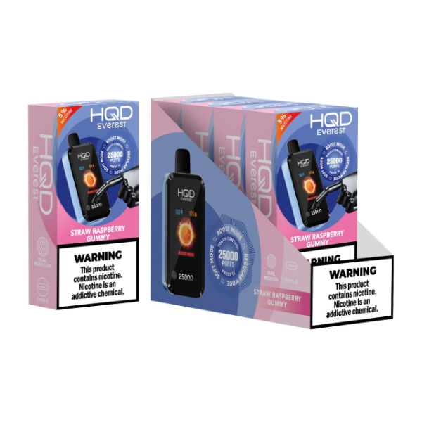 Best Deal HQD Everest 25,000 Puffs Disposable Vape 28mL - Straw Raspberry Gummy