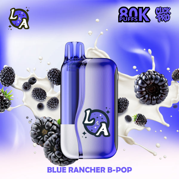 L&A Click Pro 80,000 Puffs Disposable Kit Blue Rancher B-Pop