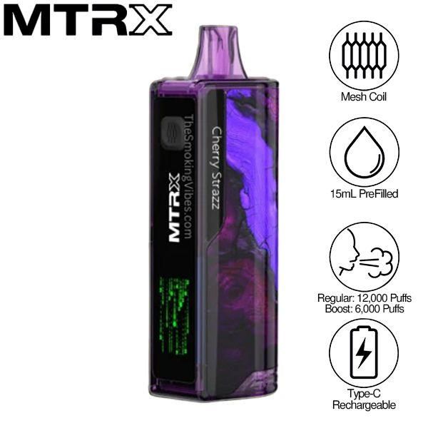 MTRX 12000 Puffs Disposable Vape 15mL 5 Pack Best Flavor Cherry Strazz