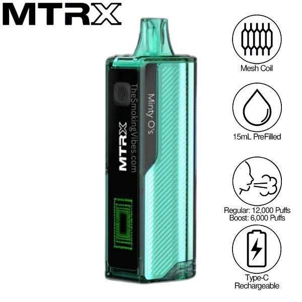 MTRX 12000 Puffs Disposable Vape 15mL 5 Pack Best Flavor Minty O's