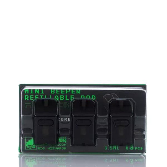 WIZVAPOR Mini Beeper 2.0 Replacement Pods - Pack of 3 - 0.8 ohm Black
