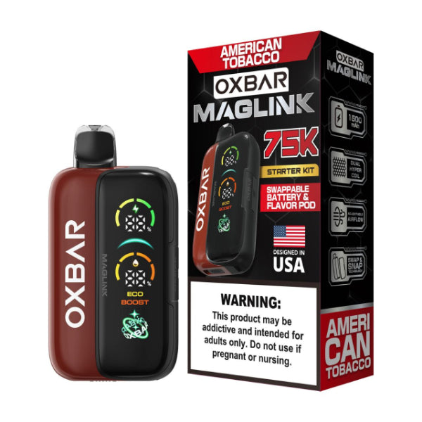 Oxbar Maglink Nixodine Kit 75,000 Puff Disposable American Tobacco