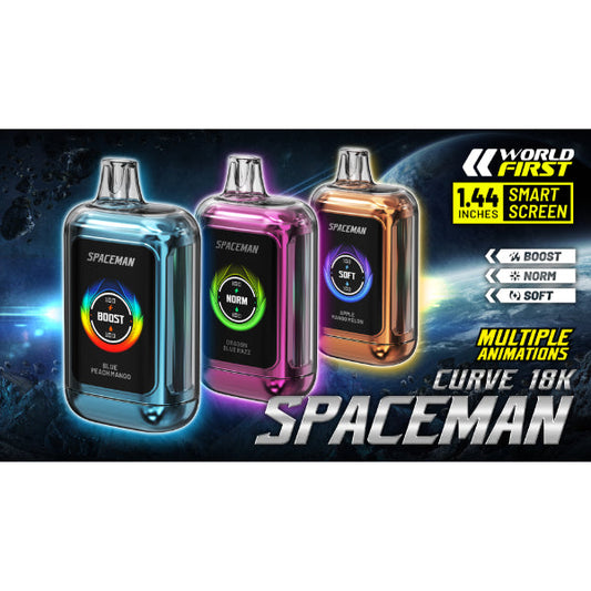 SMOK Space Man Curve 18,000 Puffs Rechargeable Vape Disposable 16.5mL Best Flavors Peach Mango Dragon Blue Razz Apple Mango Melon