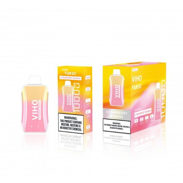 Best Deal VIHO Turbo Galaxy 10000 Puffs Rechargeable Vape Disposable 17mL Strawberry Banana