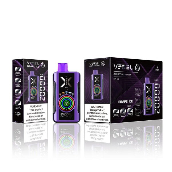 Best Deal VFEEL Pi 20000 Puff Vape 5 Pack 25mL - Grape Ice