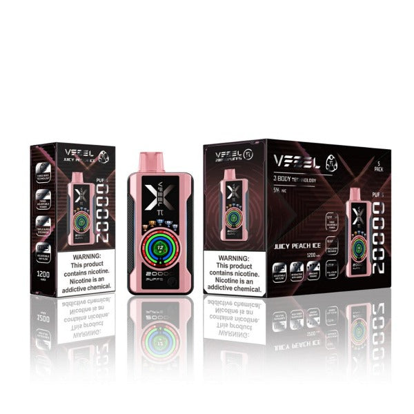 Best Deal VFEEL Pi 20000 Puff Vape 5 Pack 25mL - Juicy Peach Ice