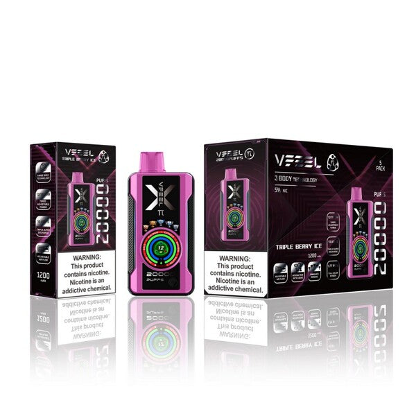 Best Deal VFEEL Pi 20000 Puff Vape 5 Pack 25mL - Triple Berry Ice