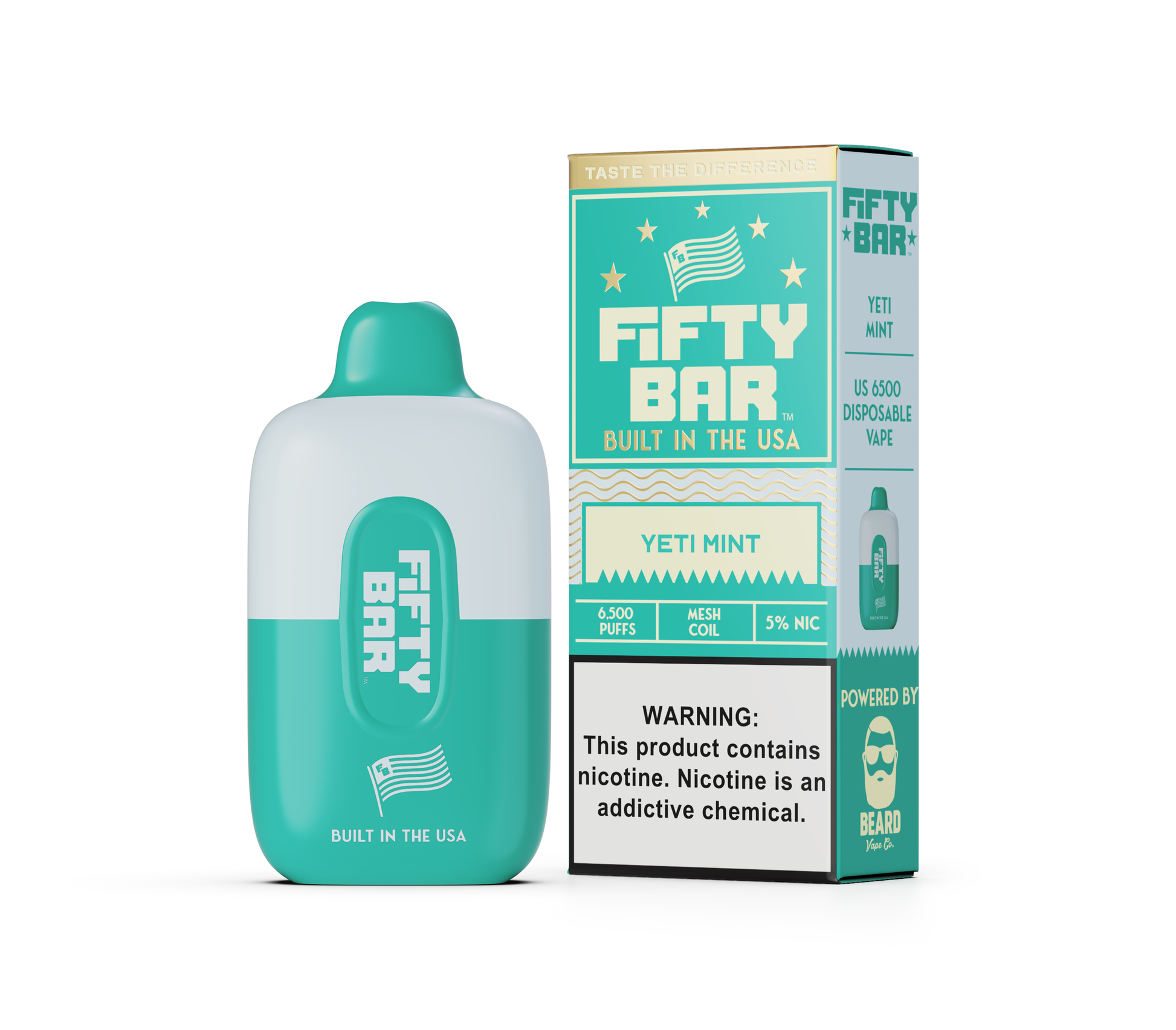 Fifty Bar 6500 Puff Rechargeable Vape Disposable 16mL Best Flavor Yeti Mint