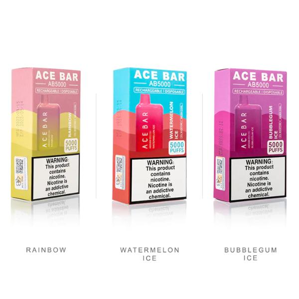 Ace Bar AB 5000 6000 Puffs Disposable Vape Best Flavors Rainbow Watermelon Ice Bubblegum Ice