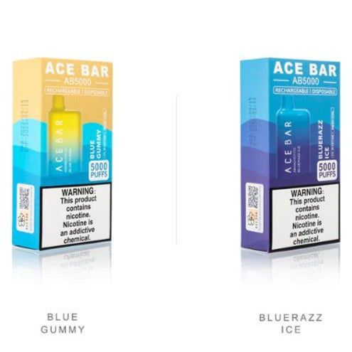 Ace Bar AB 5000 6000 Puffs Disposable Vape Best Flavors Blue Gummy  Bluerazz Ice
