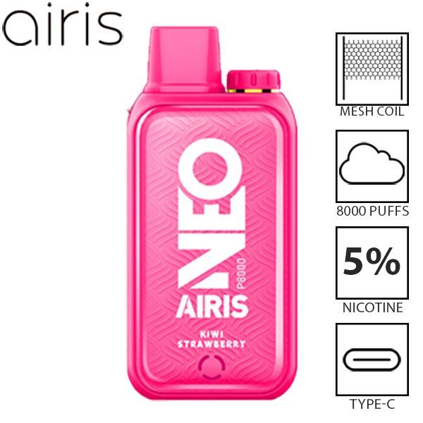 Airis Neo P8000 8000 Puffs Rechargeable Vape Disposable 20mL Best Flavor Kiwi Strawberry