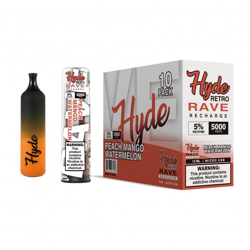 Hyde Retro RAVE Disposable Vape 10-Pack Best Flavor Peach Mango Watermelon