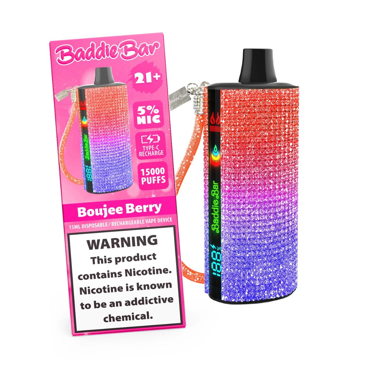 Baddie Bar 15,000 Puff Disposable vape Boujee Berry with great wholesale price