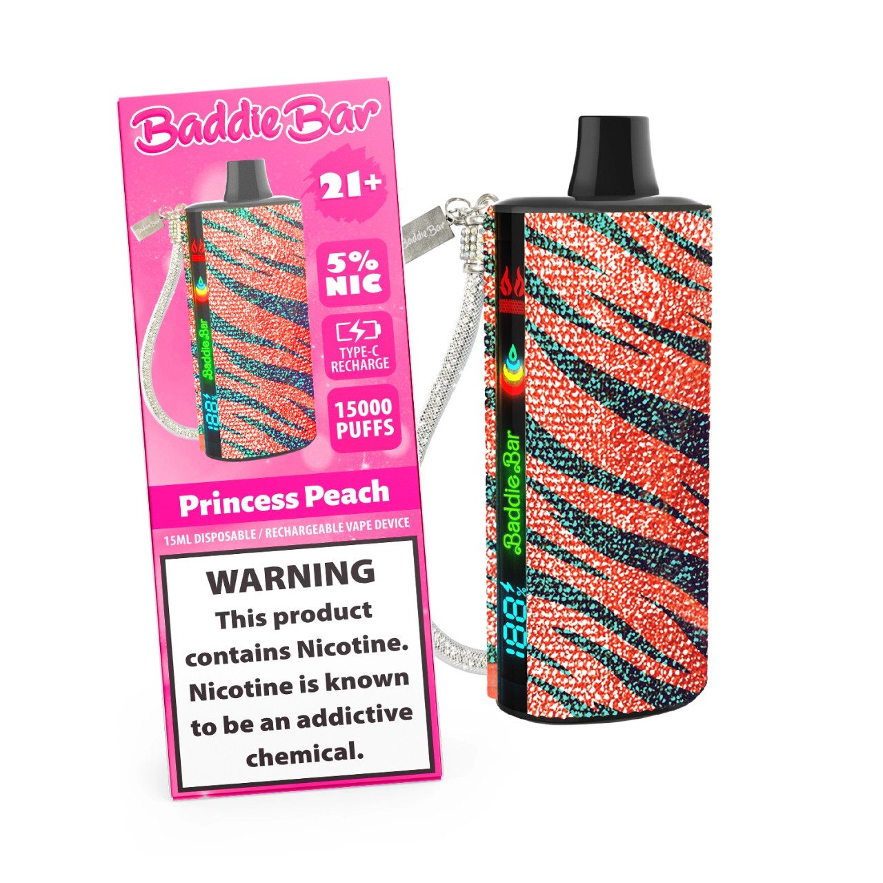 Baddie Bar 15,000 Puff Disposable vape Princess Peach with great wholesale price