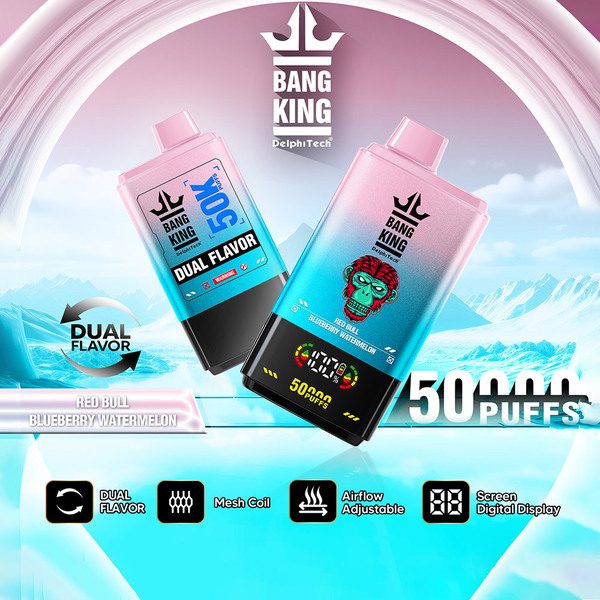 BangKing 50K Puffs Dual Flavor 50mL Disposable - Red Bull / Blueberry Watermelon