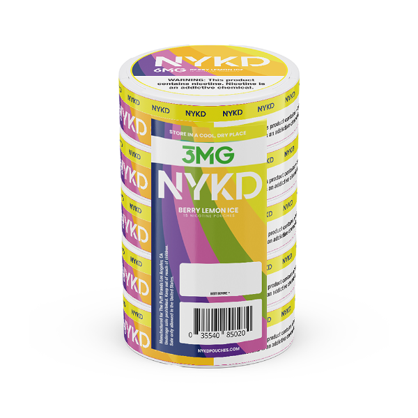 Best Deal NYKD Nicotine Pouches 20ct Can (5 Pack) - Berry Lemon Ice 3mg