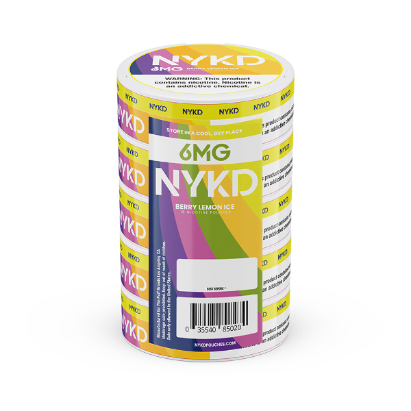 Best Deal NYKD Nicotine Pouches 20ct Can (5 Pack) - Berry Lemon Ice 6mg