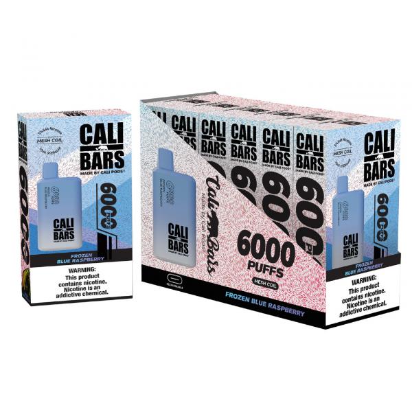 Cali Bars V2 6000 Puffs Disposable Vape 6-Pack Best Flavor Frozen Blue Raspberry