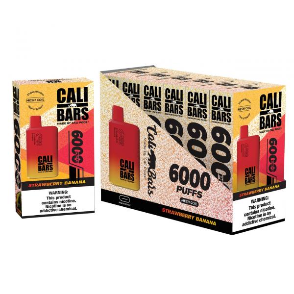 Cali Bars V2 6000 Puffs Disposable Vape 6-Pack Best Flavor Strawberry Banana