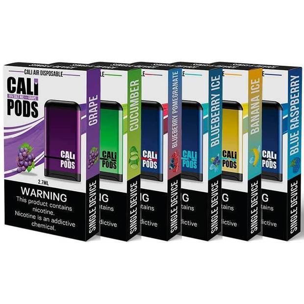 Cali Pods Air Single Disposable Vape 2.7mL Best Flavors Grape Cucumber Blueberry Pomegranate Blueberry Ice Banana Ice Blue Raspberry