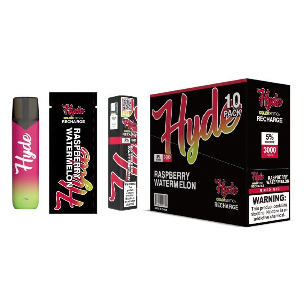 Hyde Color Recharge 10 Pack Disposable Vape Best Flavor Raspberry Watermelon
