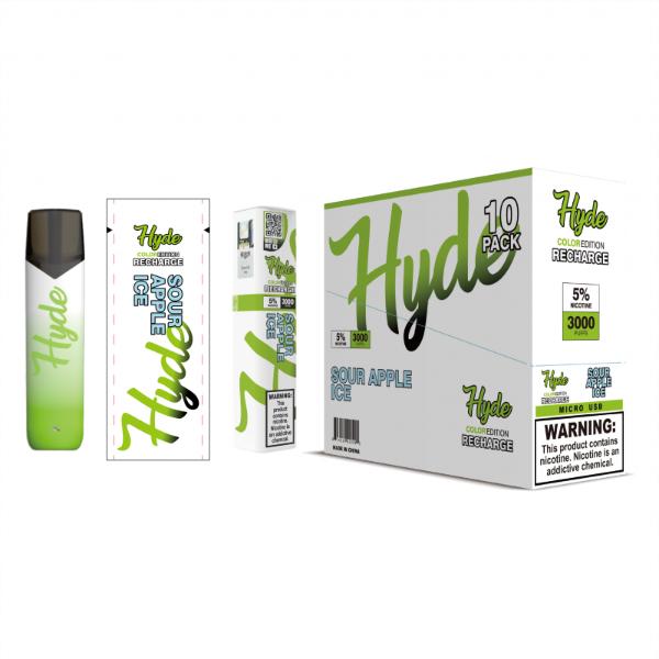 Hyde Color Recharge 10 Pack Disposable Vape Best Flavor Sour Apple Ice