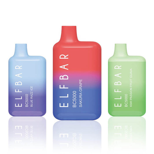Best Deals 3% Elf Bar BC5000 Vape Disposable 10 Pack 13mL Best Flavors Blue Razz Ice Sakura Grape Kiwi Passion Fruit Guava