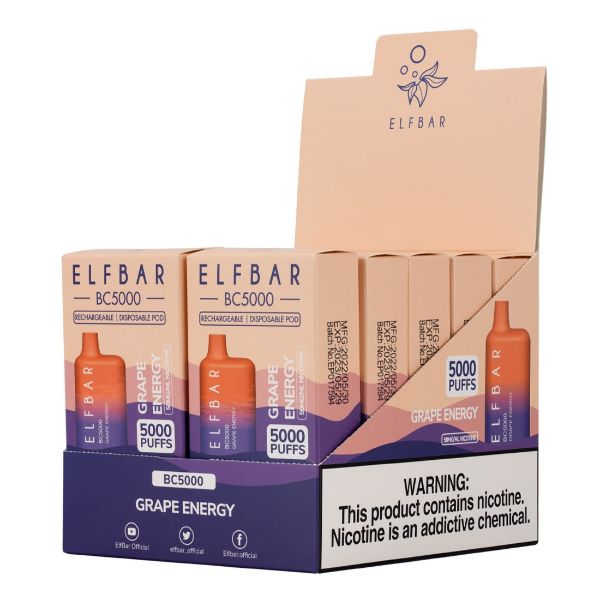 Elf Bar BC5000 5000 Puffs Rechargeable Vape Disposable 10mL 10 Pack - $40.46 eJuices.co Elf Bar BC5000 5000 Puffs Rechargeable Vape Disposable 10mL 10 Pack - $40.46 eJuices.co