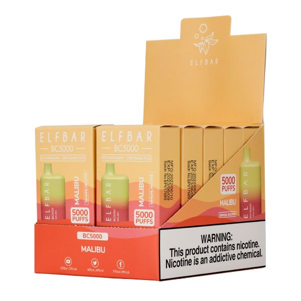 Elf Bar BC5000 5000 Puffs Rechargeable Vape Disposable 10mL 10 Pack - $40.46 eJuices.co Elf Bar BC5000 5000 Puffs Rechargeable Vape Disposable 10mL 10 Pack - $40.46 eJuices.co