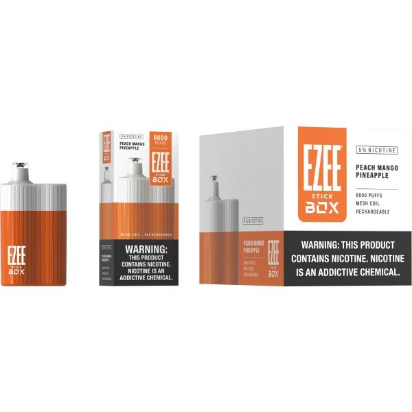 Ezee Stick Box 6000 Puffs Recharge Vape 12mL Best Flavor - Peach Mango Pineapple