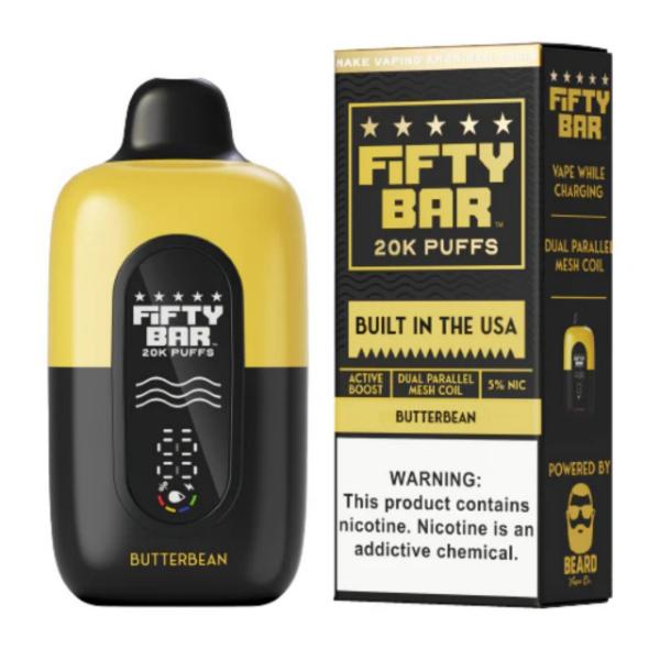Fifty Bar V2 20000 Puff Disposable (Texas Compliant)-Black Series - Butterbean-Single Disposable-5%-18mL