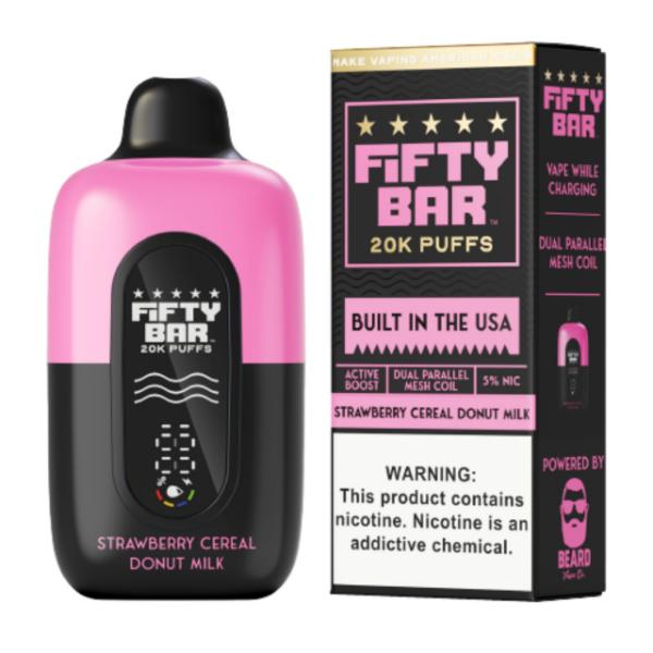Fifty Bar V2 20000 Puff Disposable (Texas Compliant)-Black Series - Strawberry Cereal Donut Milk-Single Disposable-5%-18mL