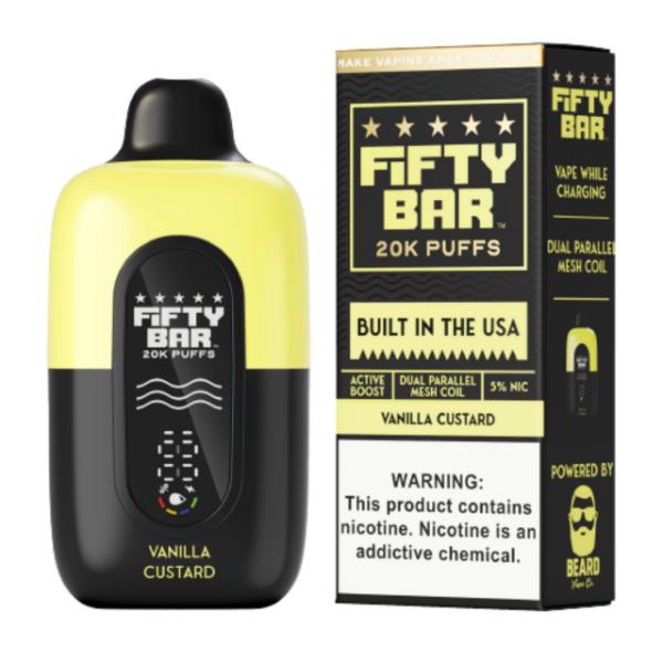 Fifty Bar V2 20000 Puff Disposable (Texas Compliant)-Black Series - Vanilla Custard-Single Disposable-5%-18mL