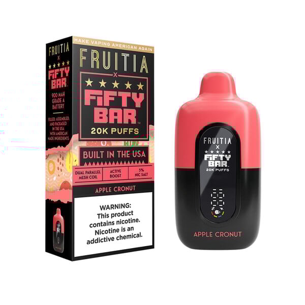 Fruitia x Fifty Bar 20,000 Puffs Disposable (Texas Compliant) Apple Cronut