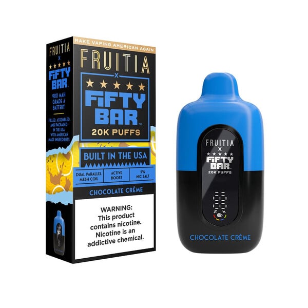 Fruitia x Fifty Bar 20,000 Puffs Disposable (Texas Compliant) Chocolate Creme