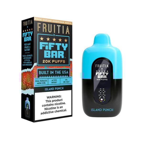 Fruitia x Fifty Bar 20,000 Puffs Disposable (Texas Compliant) Island Punch