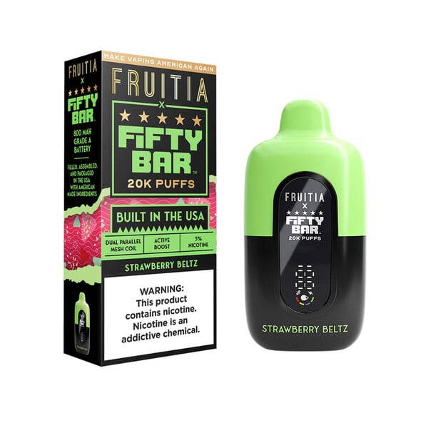 Fruitia x Fifty Bar 20,000 Puffs Disposable (Texas Compliant) Strawberry Beltz