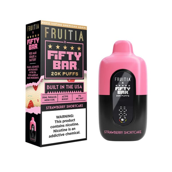 Fruitia x Fifty Bar 20,000 Puffs Disposable (Texas Compliant) Strawberry Shortcake