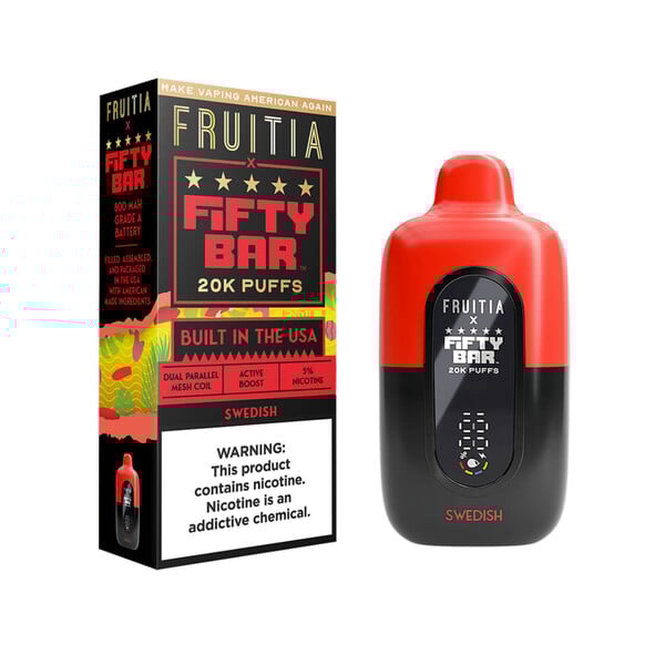 Fruitia x Fifty Bar 20,000 Puffs Disposable (Texas Compliant) Swedish