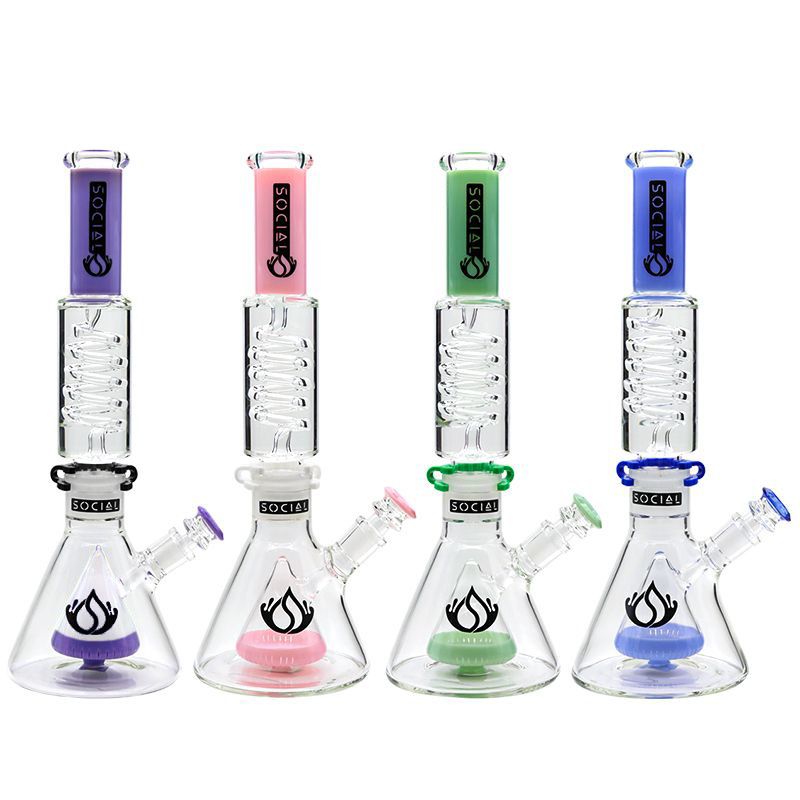 Social Glass FURION Freezable Cone Perc Beaker Waterpipe